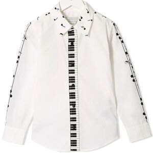 Stella McCartney Kid’s White Music Print Piano Chorus Band Button Shirt 12 NWT